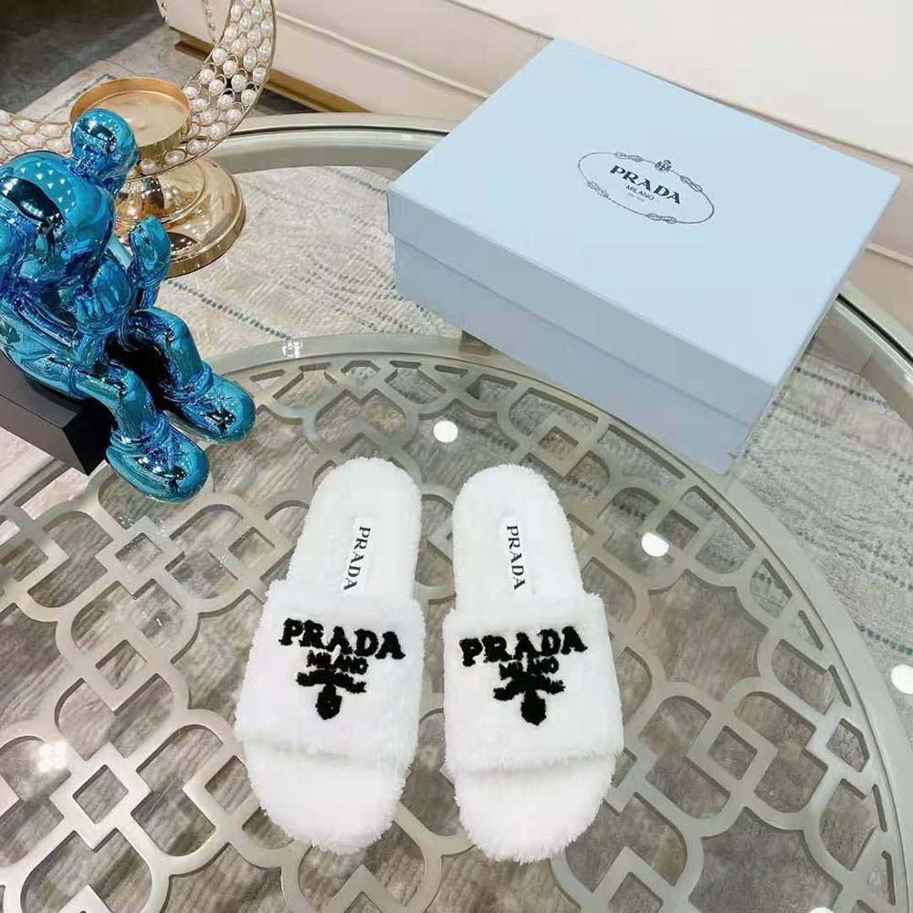 Prada Women Terry Cloth Slides-White - image 4