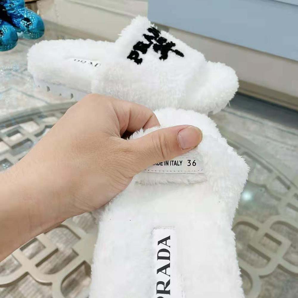 Prada Women Terry Cloth Slides-White - image 7