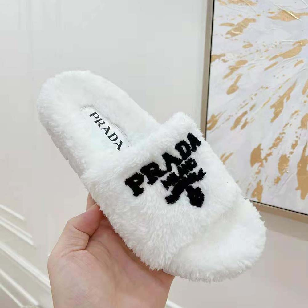 Prada Women Terry Cloth Slides-White - image 8