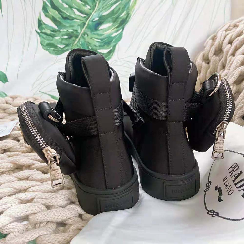 Prada Unisex Wheel Re-Nylon High-top Sneakers-Black - image 7