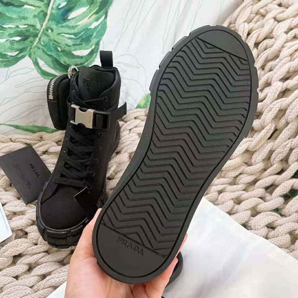 Prada Unisex Wheel Re-Nylon High-top Sneakers-Black - image 8