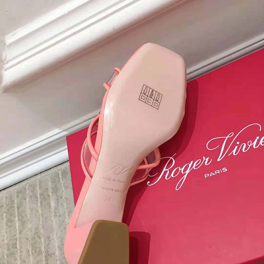 Roger Vivier Women Bikiviv Metal Buckle Mules in PVC-Pink - image 10