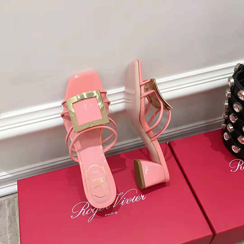Roger Vivier Women Bikiviv Metal Buckle Mules in PVC-Pink - image 5