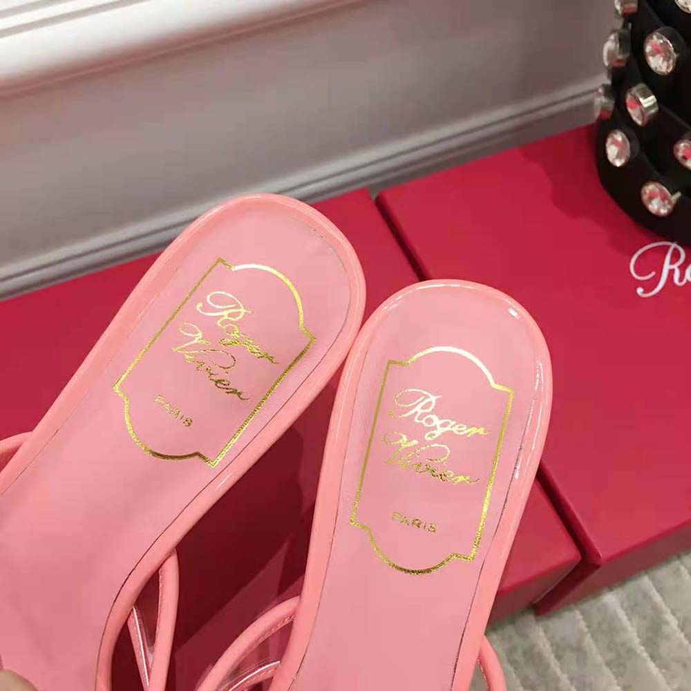 Roger Vivier Women Bikiviv Metal Buckle Mules in PVC-Pink - image 9