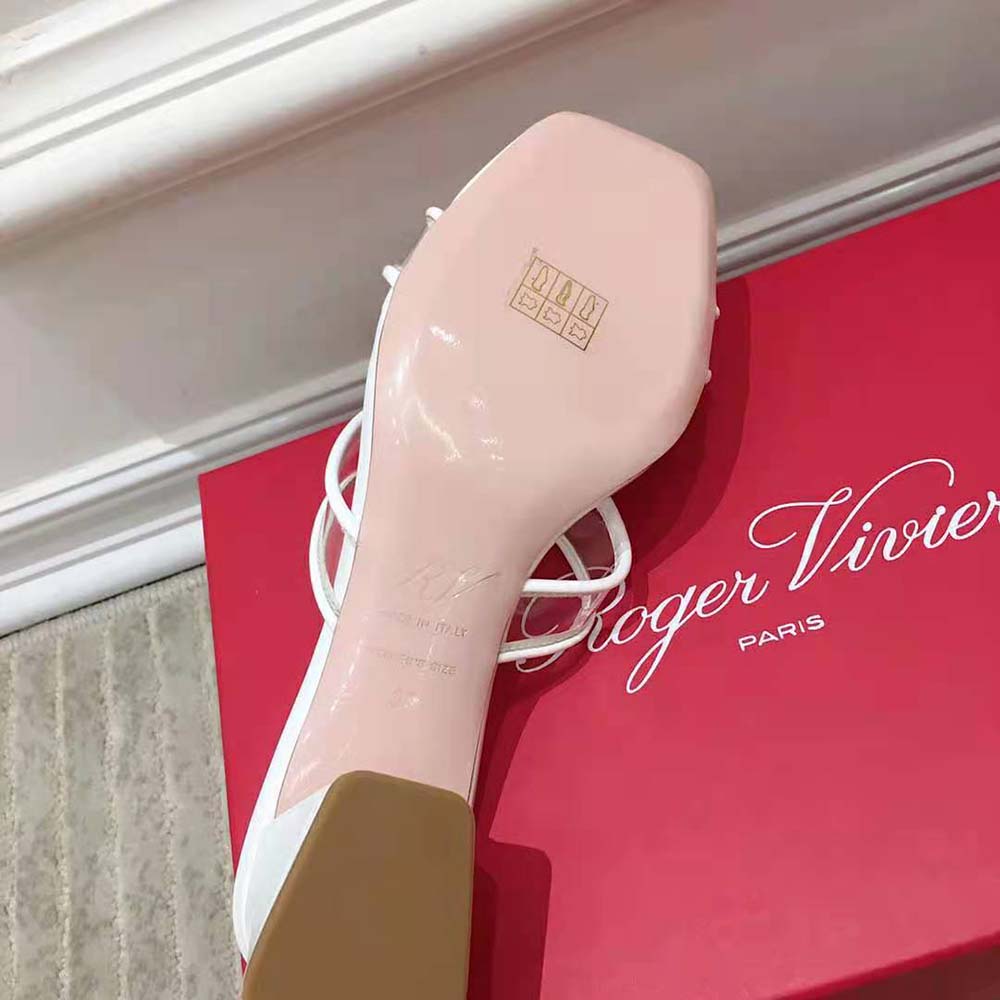 Roger Vivier Women Bikiviv Metal Buckle Mules in PVC-White - image 10
