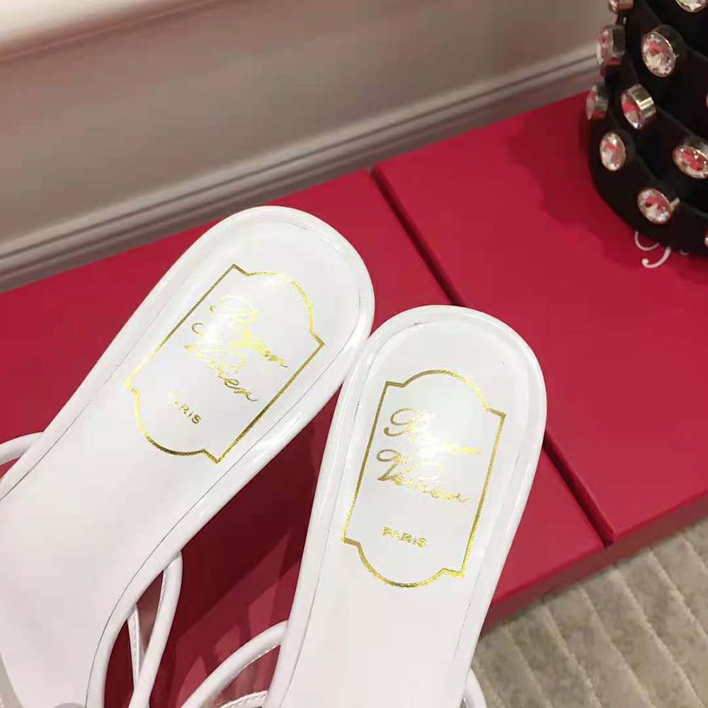 Roger Vivier Women Bikiviv Metal Buckle Mules in PVC-White - image 9