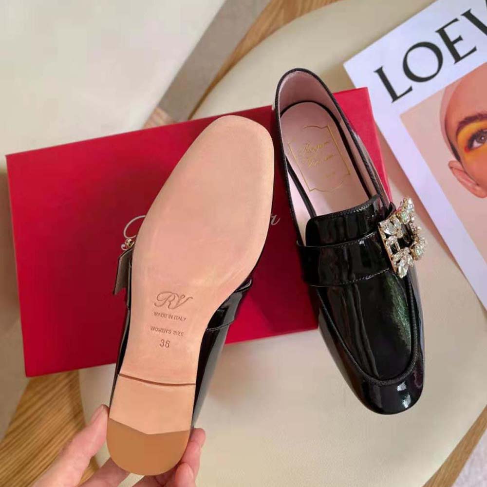 Roger Vivier Women Mini Broche Vivier Buckle Loafers in Patent Leather-Black - image 8