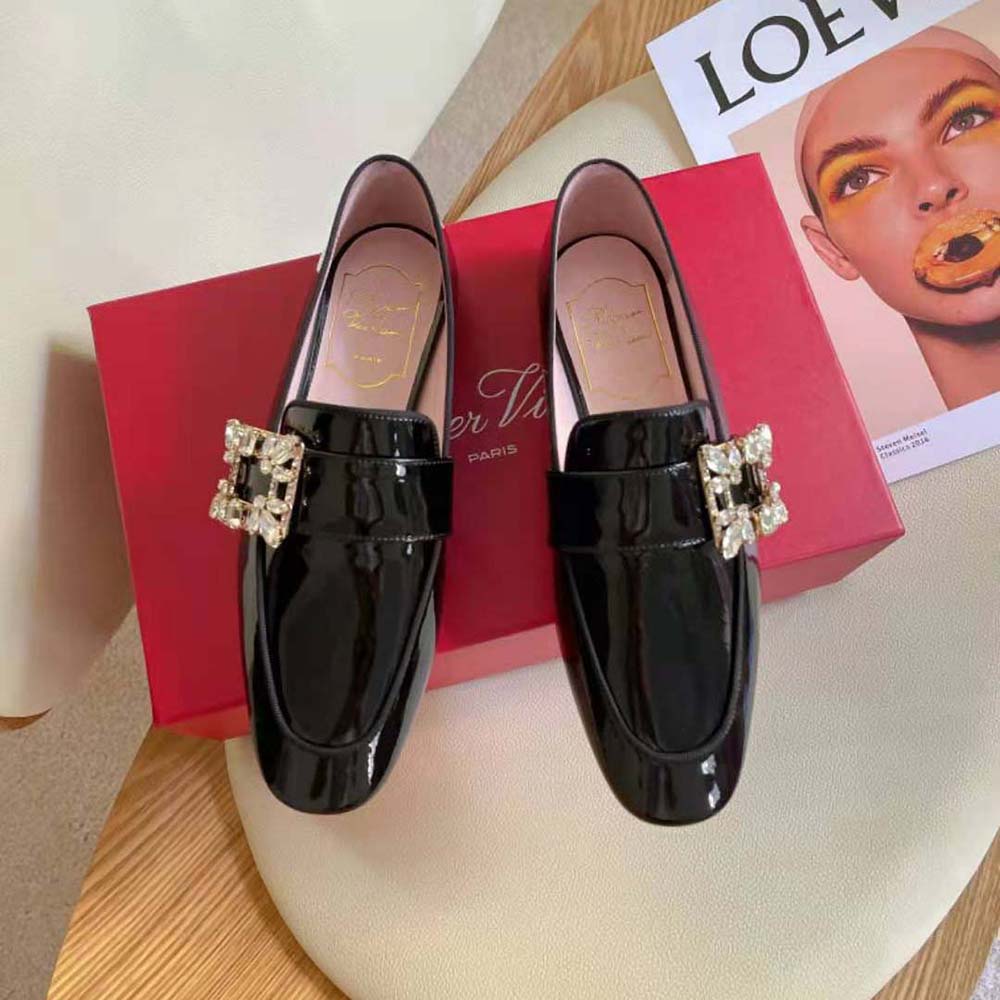 Roger Vivier Women Mini Broche Vivier Buckle Loafers in Patent Leather-Black - image 4