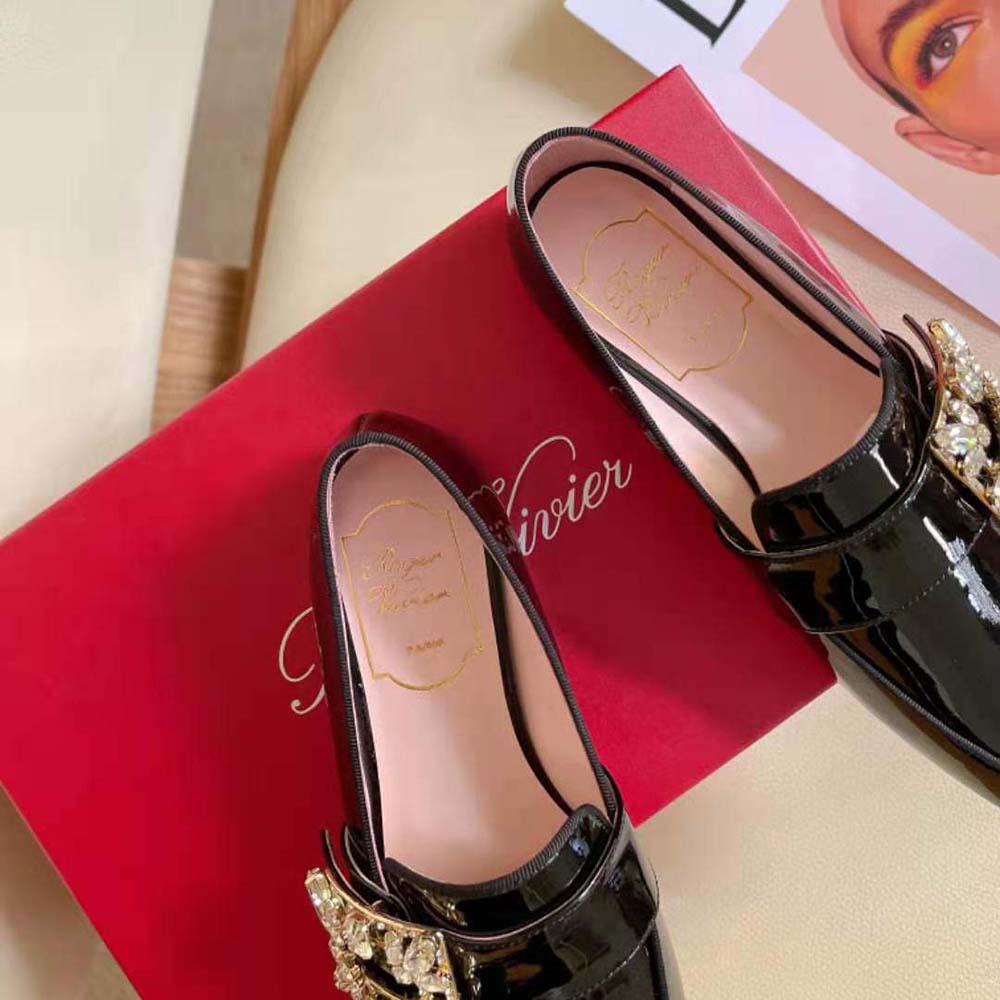Roger Vivier Women Mini Broche Vivier Buckle Loafers in Patent Leather-Black - image 9