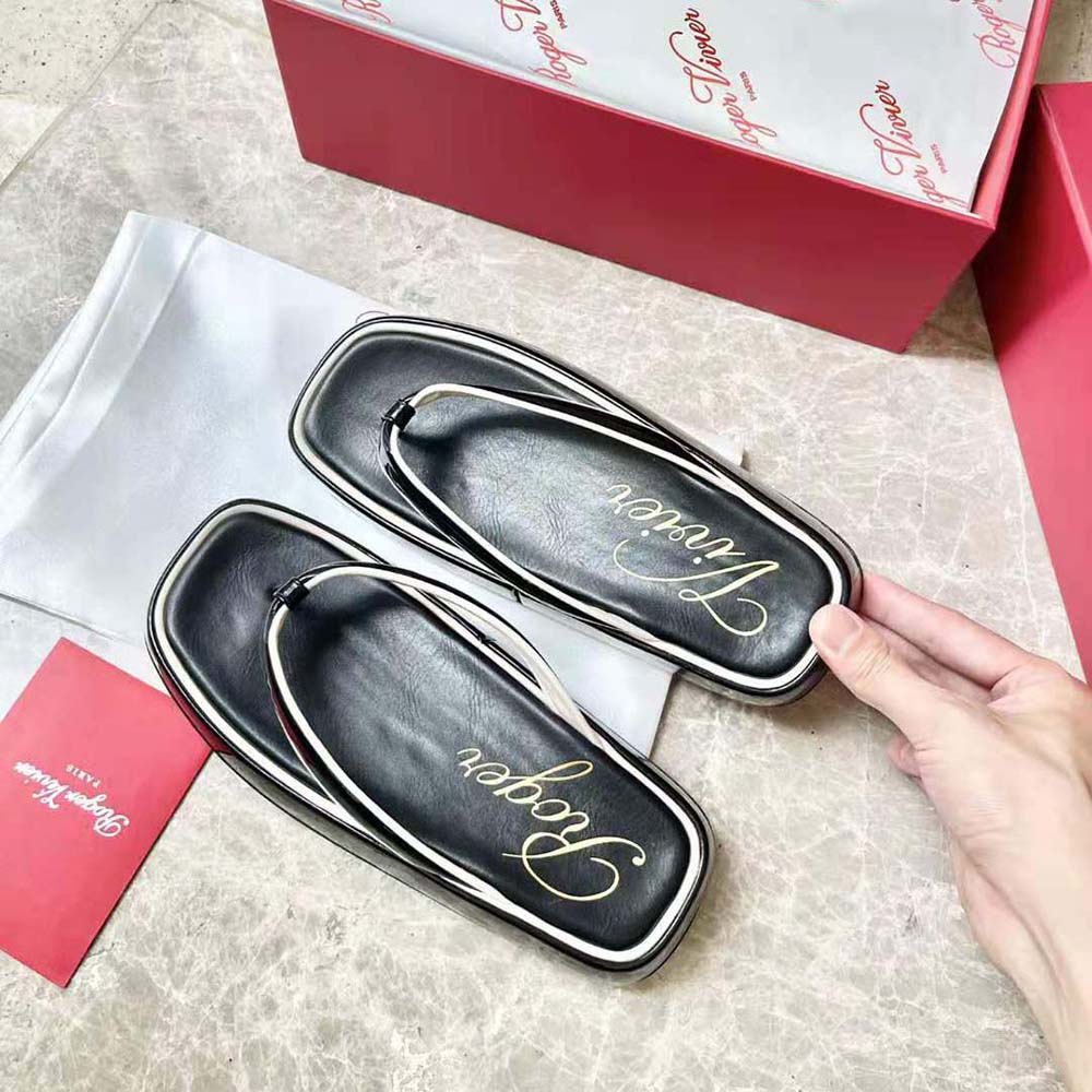 Roger Vivier Women Slide Thong Mules in Patent Leather-Black - image 5