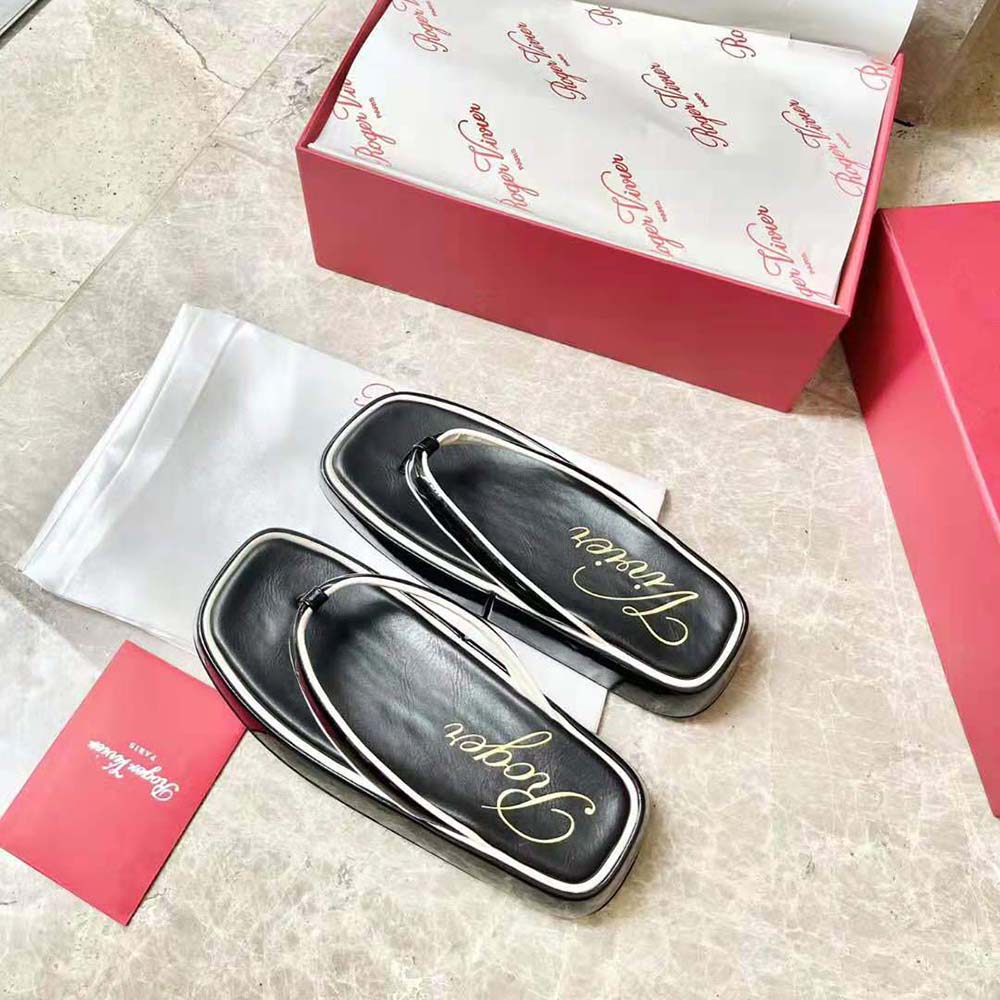 Roger Vivier Women Slide Thong Mules in Patent Leather-Black - image 6