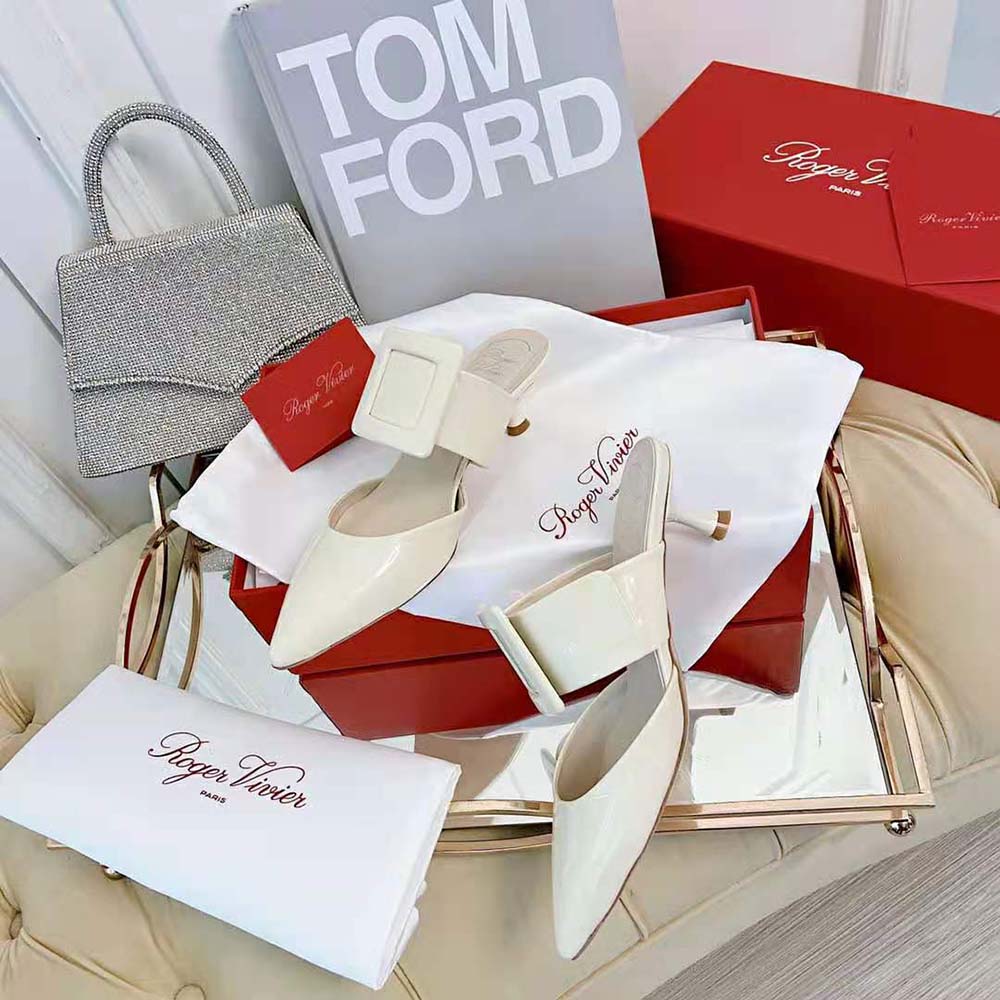 Roger Vivier Women Viv’ In The City Mules in Patent Leather-White - image 5