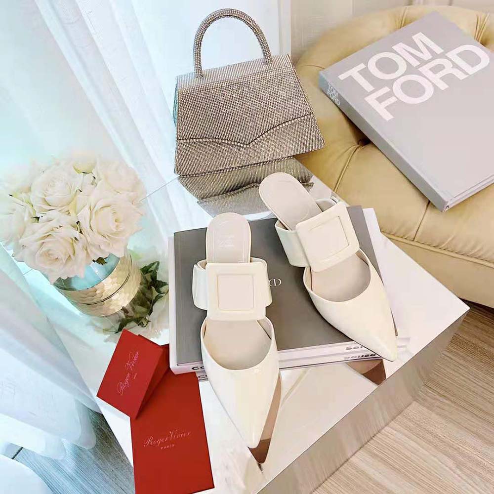 Roger Vivier Women Viv’ In The City Mules in Patent Leather-White - image 4