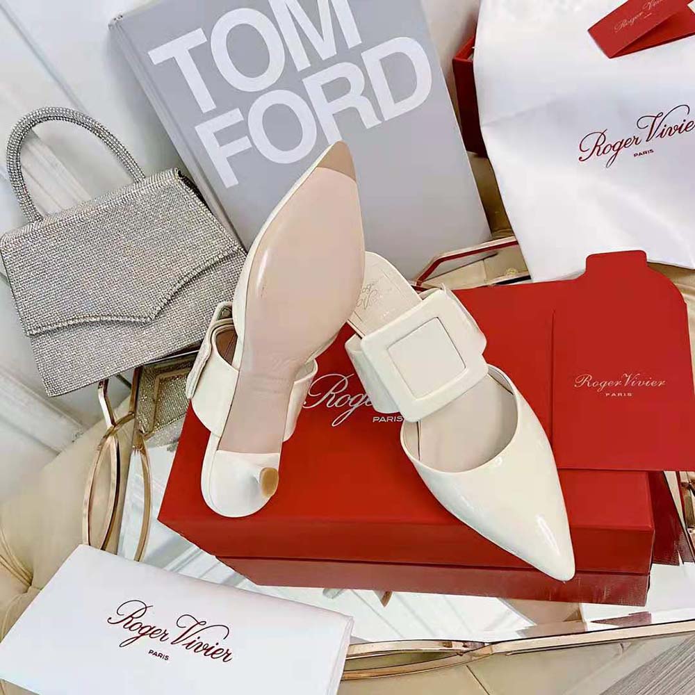 Roger Vivier Women Viv’ In The City Mules in Patent Leather-White - image 7
