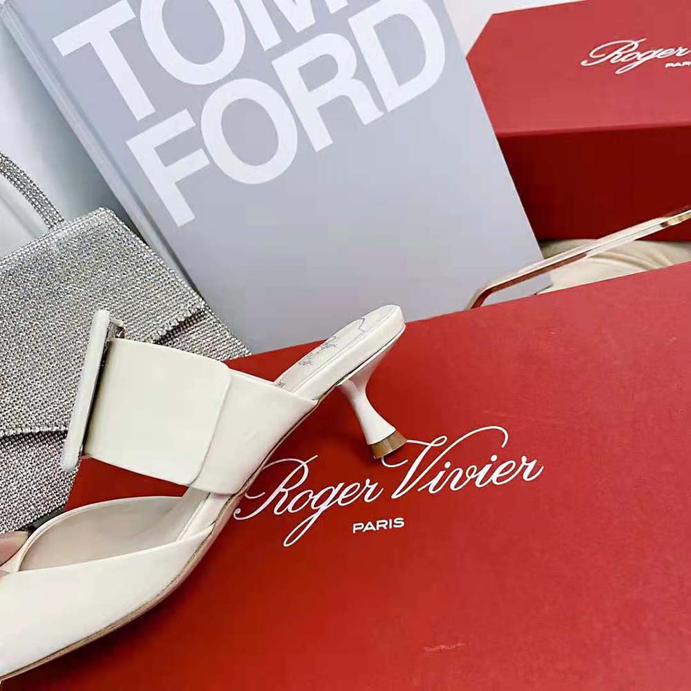Roger Vivier Women Viv’ In The City Mules in Patent Leather-White - image 8