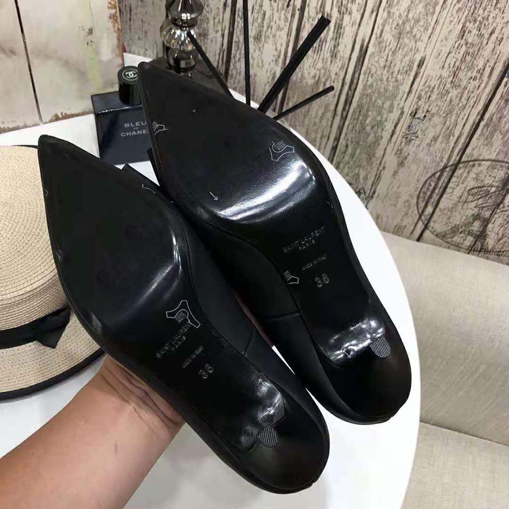 Saint Laurent YSL Women Anais Bow Pumps in Smooth Leather-Black - image 8