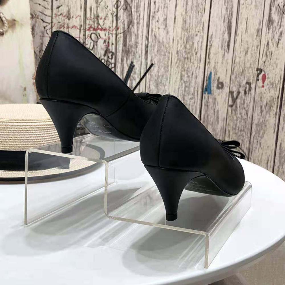Saint Laurent YSL Women Anais Bow Pumps in Smooth Leather-Black - image 6