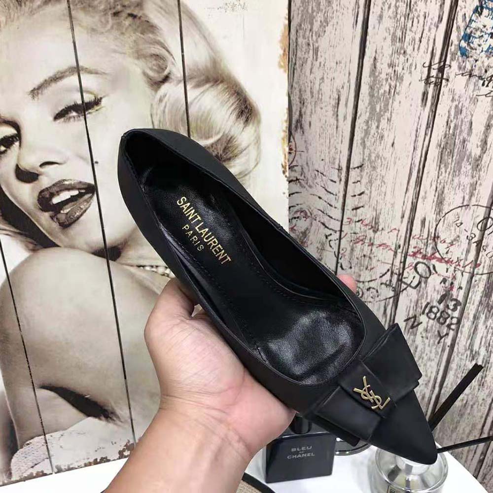 Saint Laurent YSL Women Anais Bow Pumps in Smooth Leather-Black - image 10