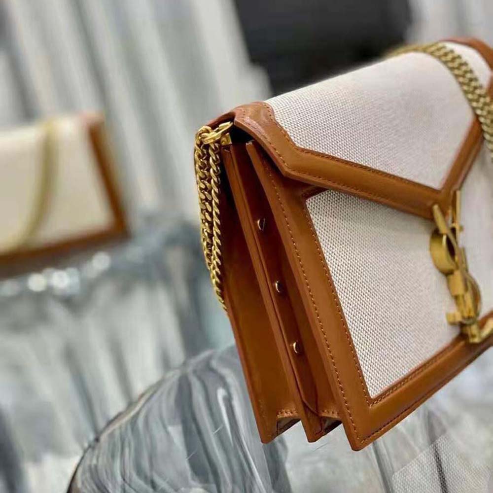 Saint Laurent YSL Women Cassandra Monogram Clasp Bag in Canvas and Smooth Leather - image 9