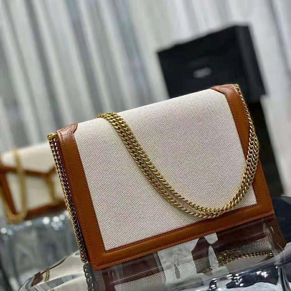 Saint Laurent YSL Women Cassandra Monogram Clasp Bag in Canvas and Smooth Leather - image 4