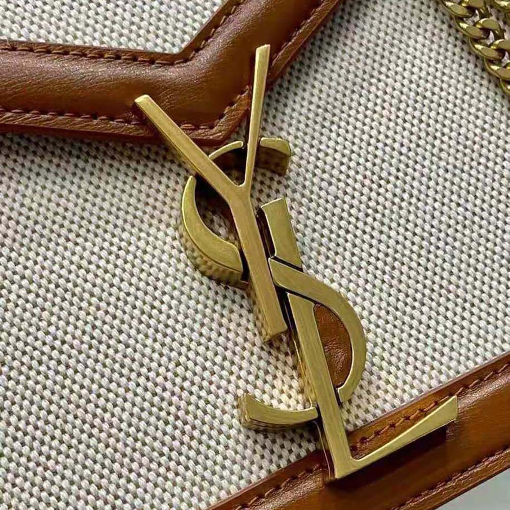 Saint Laurent YSL Women Cassandra Monogram Clasp Bag in Canvas and Smooth Leather - image 10
