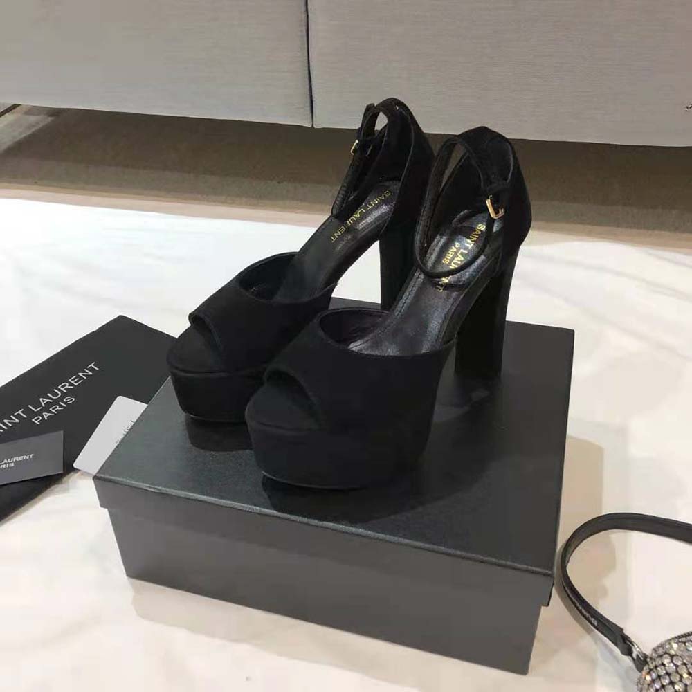 Saint Laurent YSL Women Jodie Platform Sandals in Suede-Black - image 4