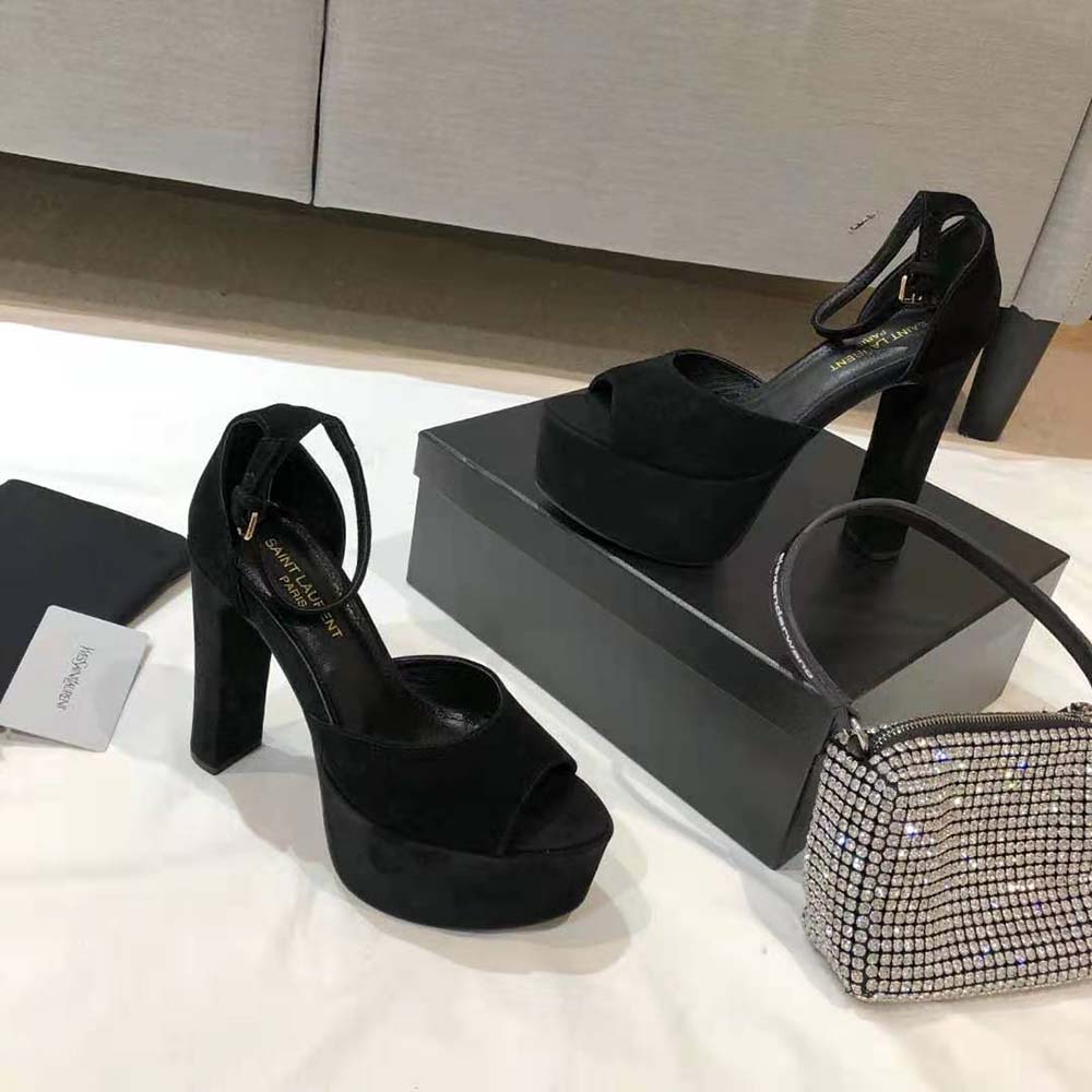 Saint Laurent YSL Women Jodie Platform Sandals in Suede-Black - image 6