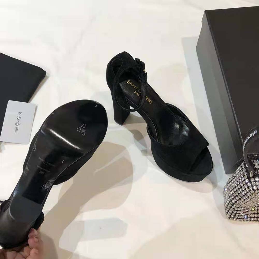 Saint Laurent YSL Women Jodie Platform Sandals in Suede-Black - image 8