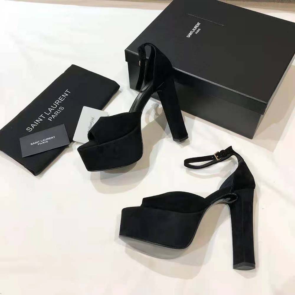 Saint Laurent YSL Women Jodie Platform Sandals in Suede-Black - image 5