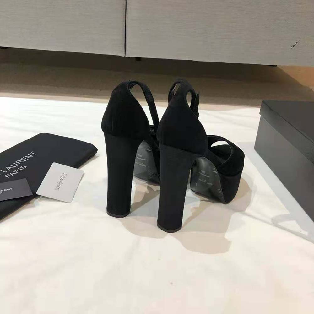 Saint Laurent YSL Women Jodie Platform Sandals in Suede-Black - image 9
