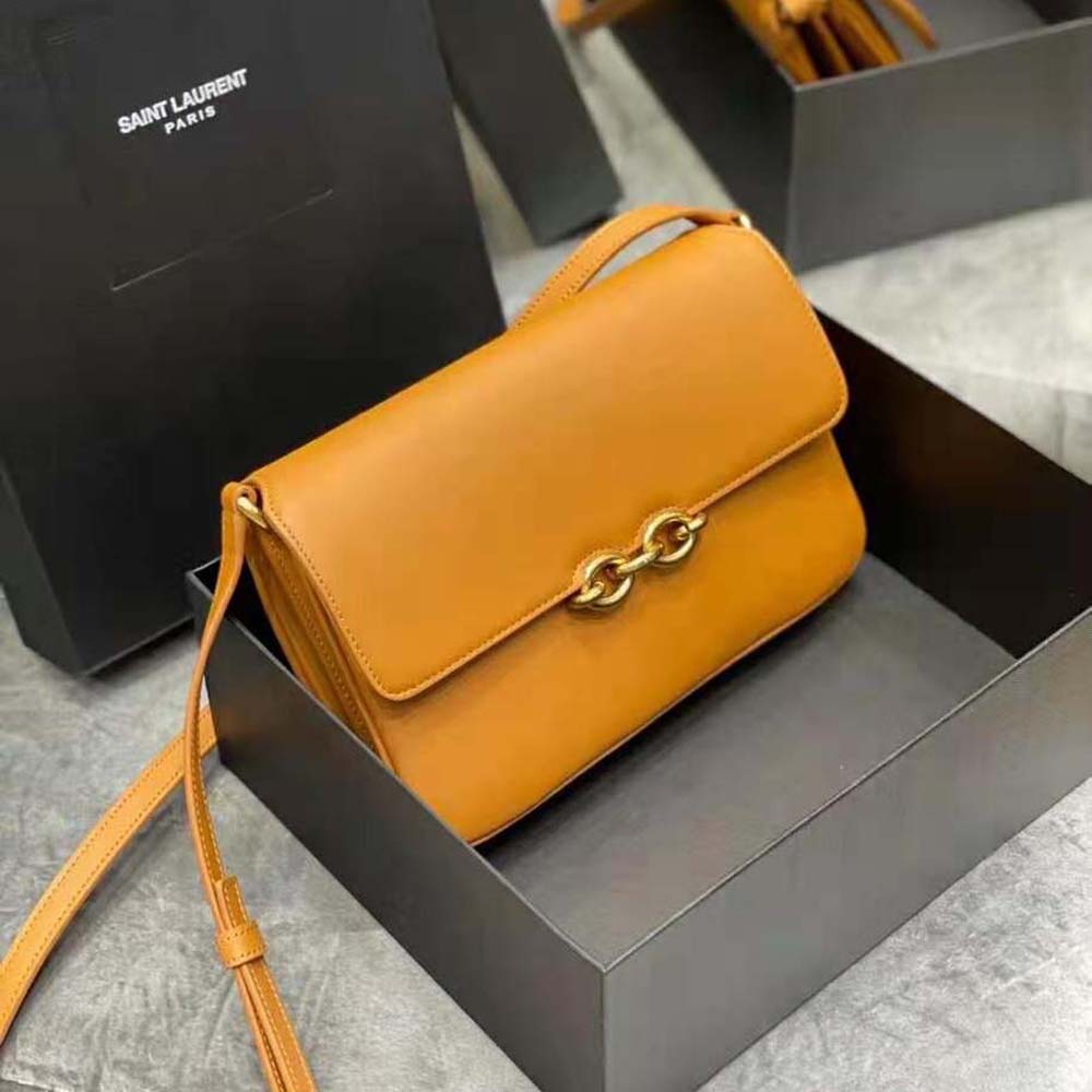 Saint Laurent YSL Women Le Maillon Satchel in Smooth Leather-Brown - image 4