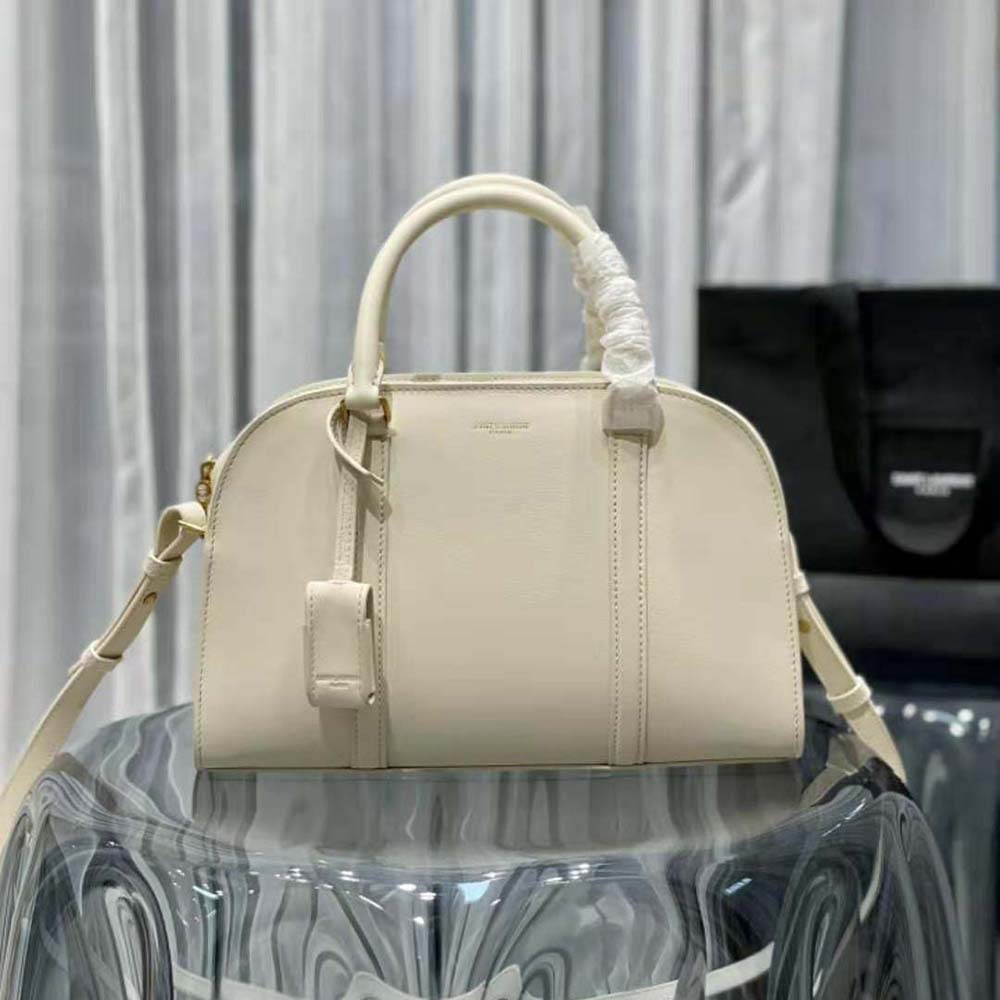 Saint Laurent YSL Women Lock Baby Duffle in Smooth Leather-White - image 2