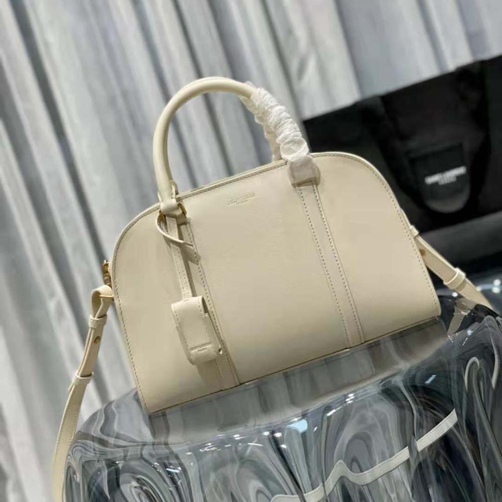 Saint Laurent YSL Women Lock Baby Duffle in Smooth Leather-White - image 4