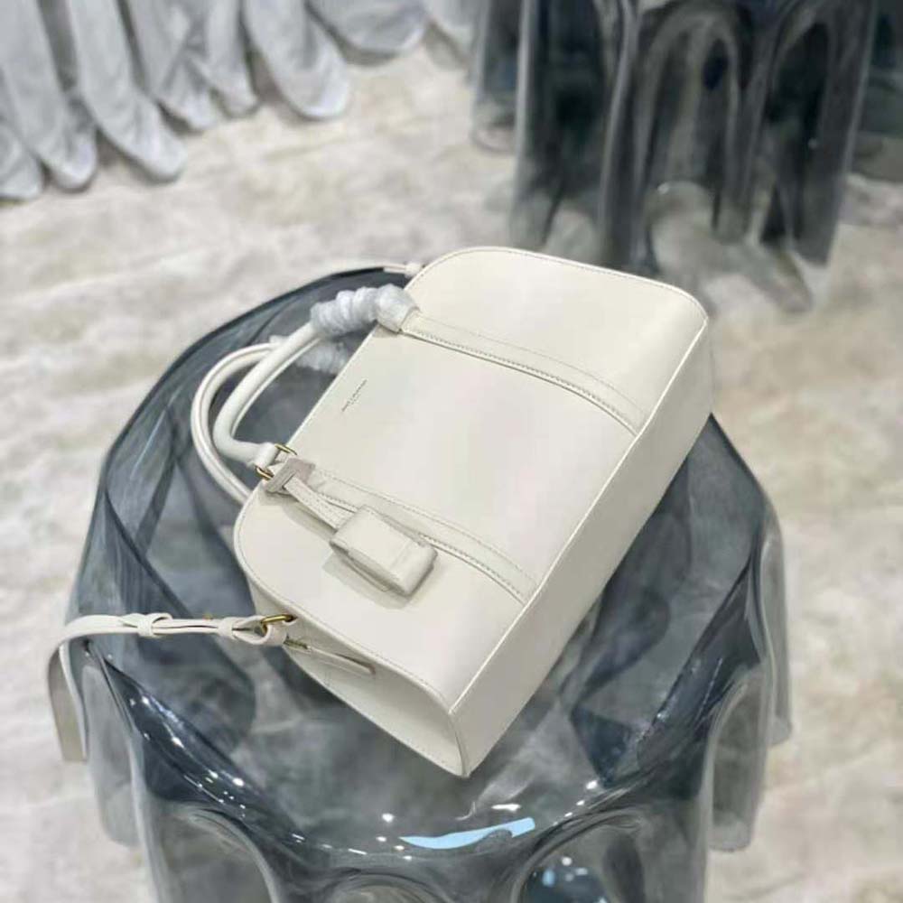 Saint Laurent YSL Women Lock Baby Duffle in Smooth Leather-White - image 5