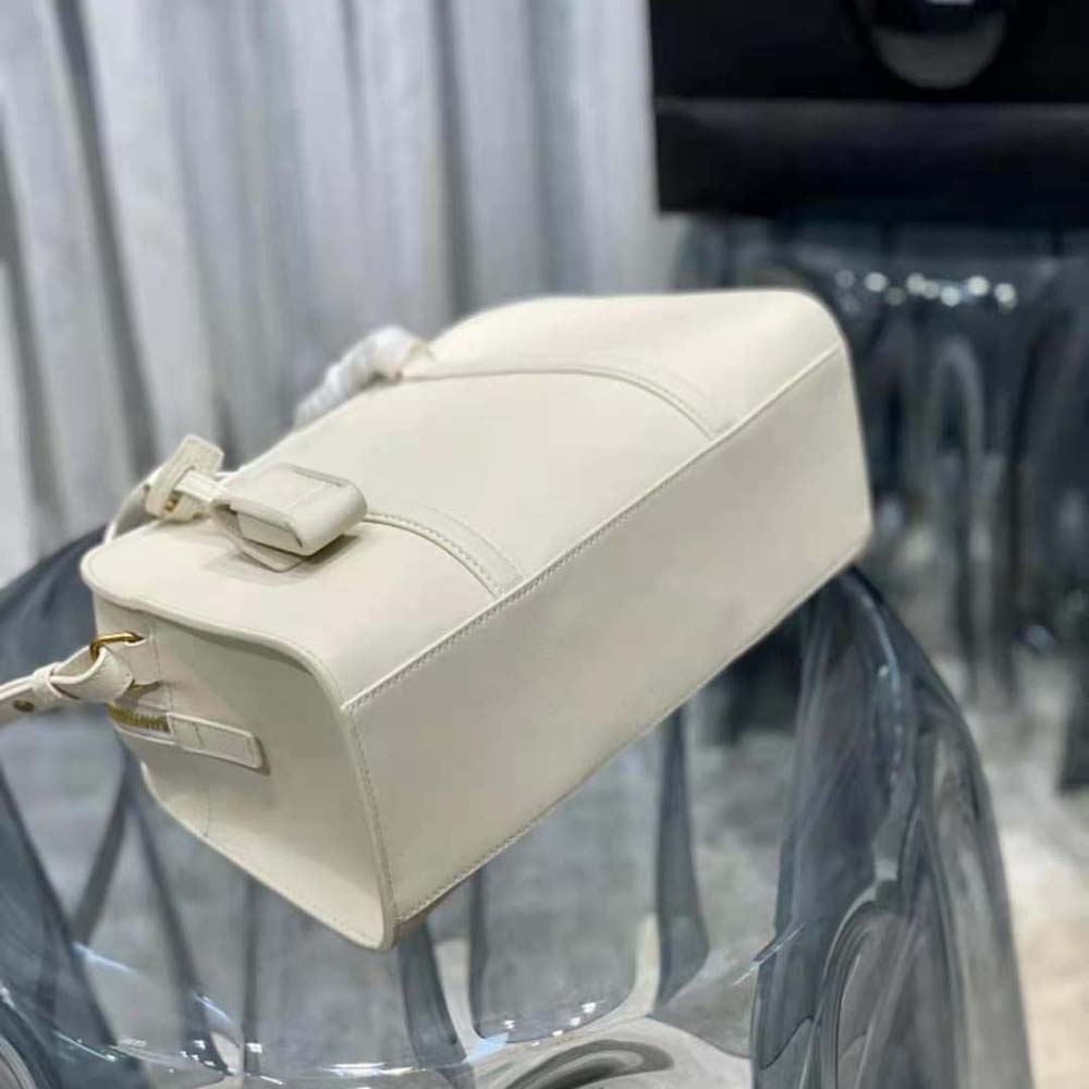 Saint Laurent YSL Women Lock Baby Duffle in Smooth Leather-White - image 6