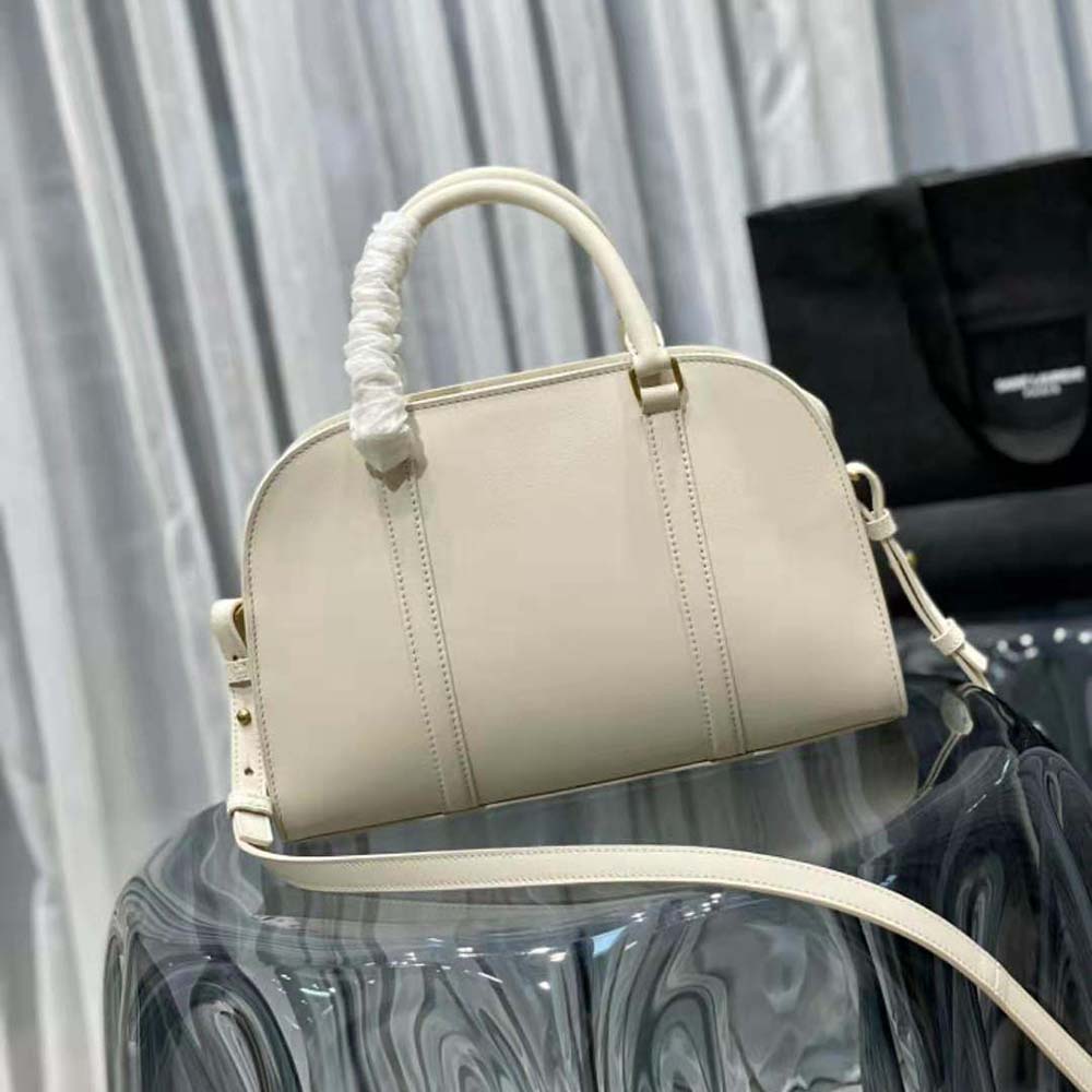 Saint Laurent YSL Women Lock Baby Duffle in Smooth Leather-White - image 3