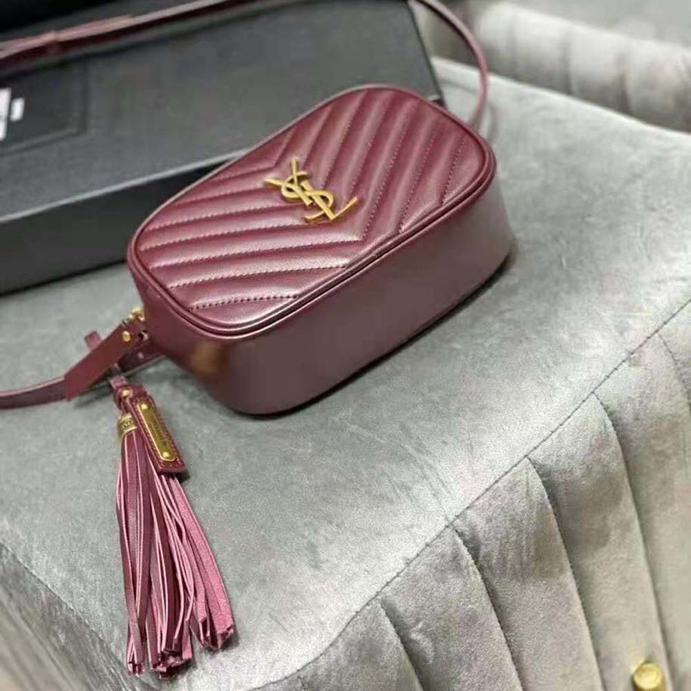 Saint Laurent YSL Women Lou Belt Bag in Matelasse Leather-Maroon - image 4