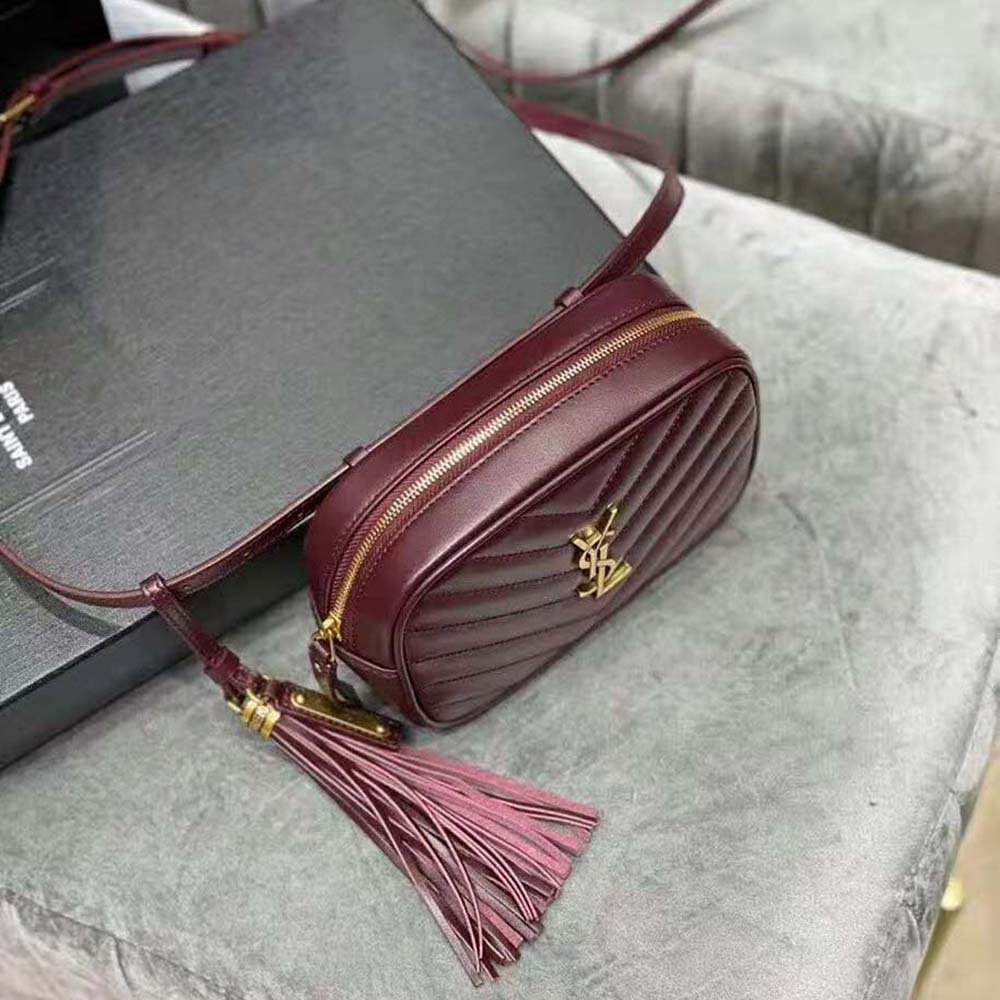 Saint Laurent YSL Women Lou Belt Bag in Matelasse Leather-Maroon - image 6