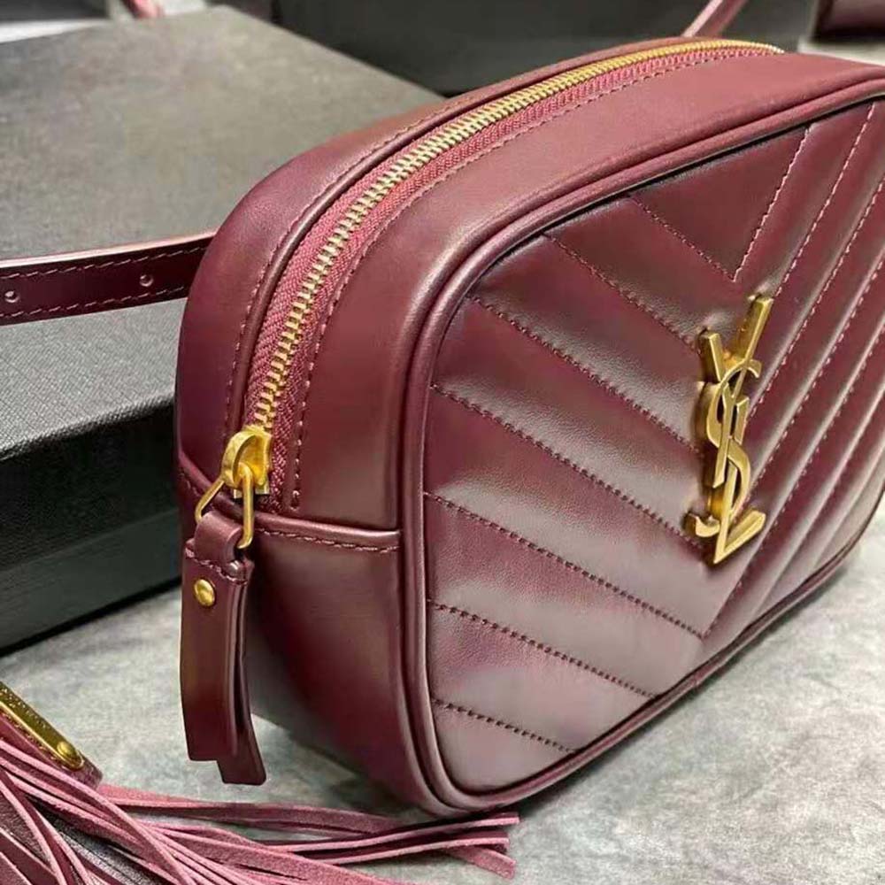 Saint Laurent YSL Women Lou Belt Bag in Matelasse Leather-Maroon - image 9