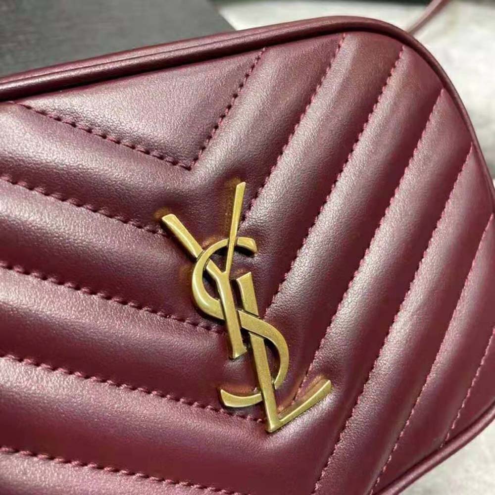 Saint Laurent YSL Women Lou Belt Bag in Matelasse Leather-Maroon - image 8