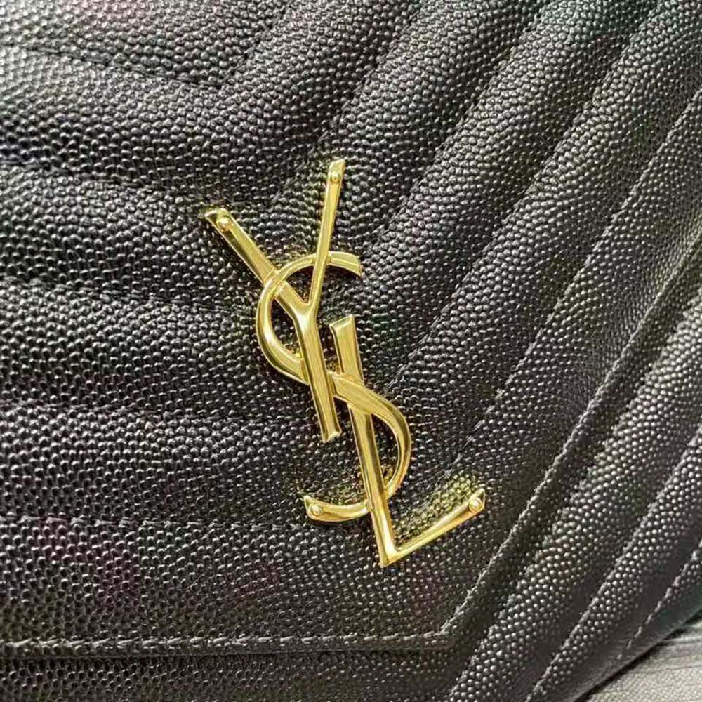Saint Laurent YSL Women Monogram Clutch in Quilted Grain de Poudre Embossed Leather-Black - image 9