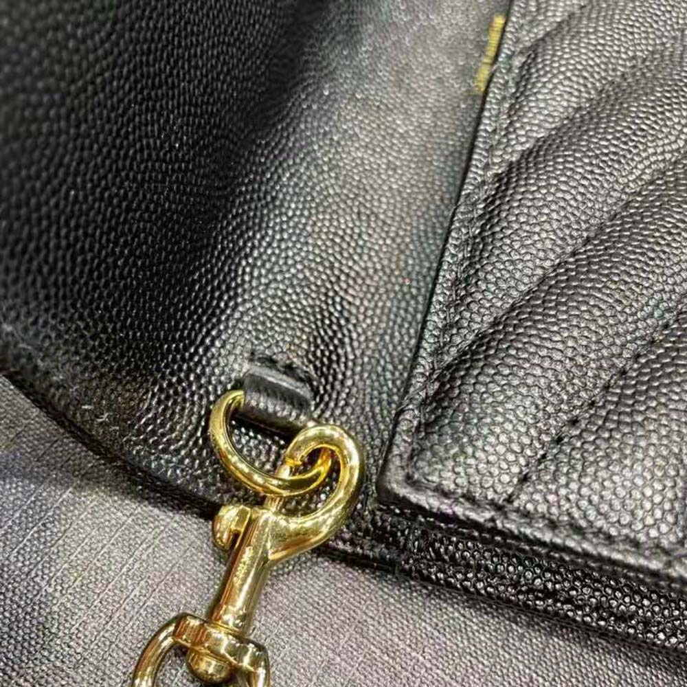 Saint Laurent YSL Women Monogram Clutch in Quilted Grain de Poudre Embossed Leather-Black - image 8
