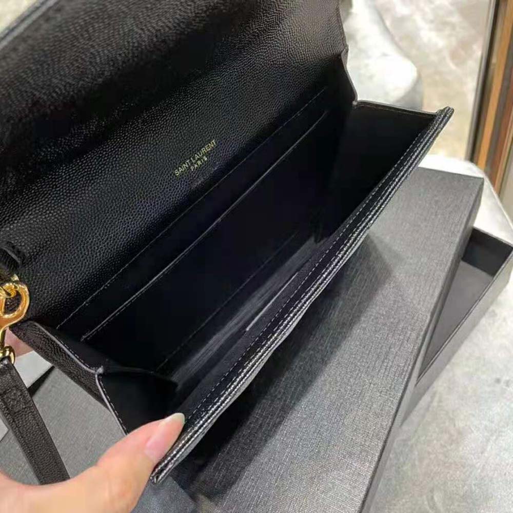 Saint Laurent YSL Women Monogram Clutch in Quilted Grain de Poudre Embossed Leather-Black - image 7