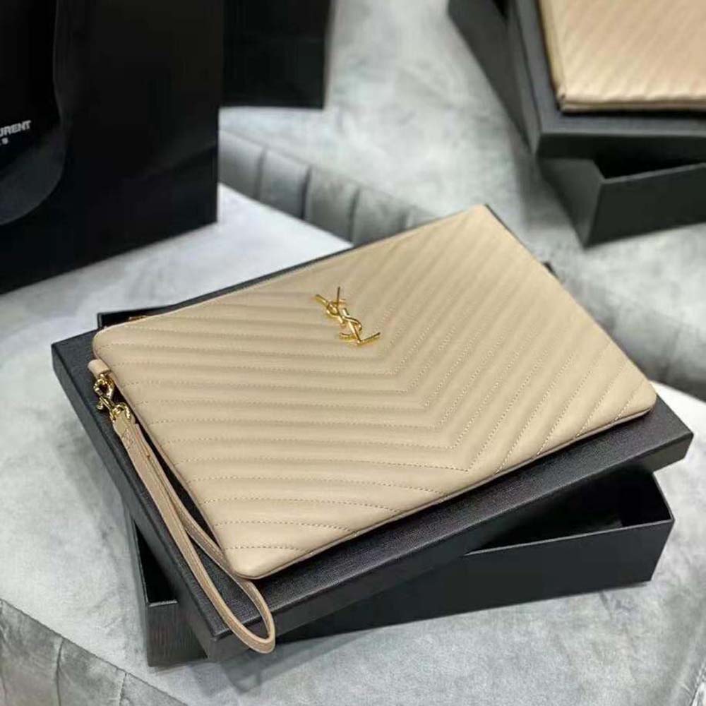Saint Laurent YSL Women Monogram Tablet Pouch in Quilted Leather - image 4