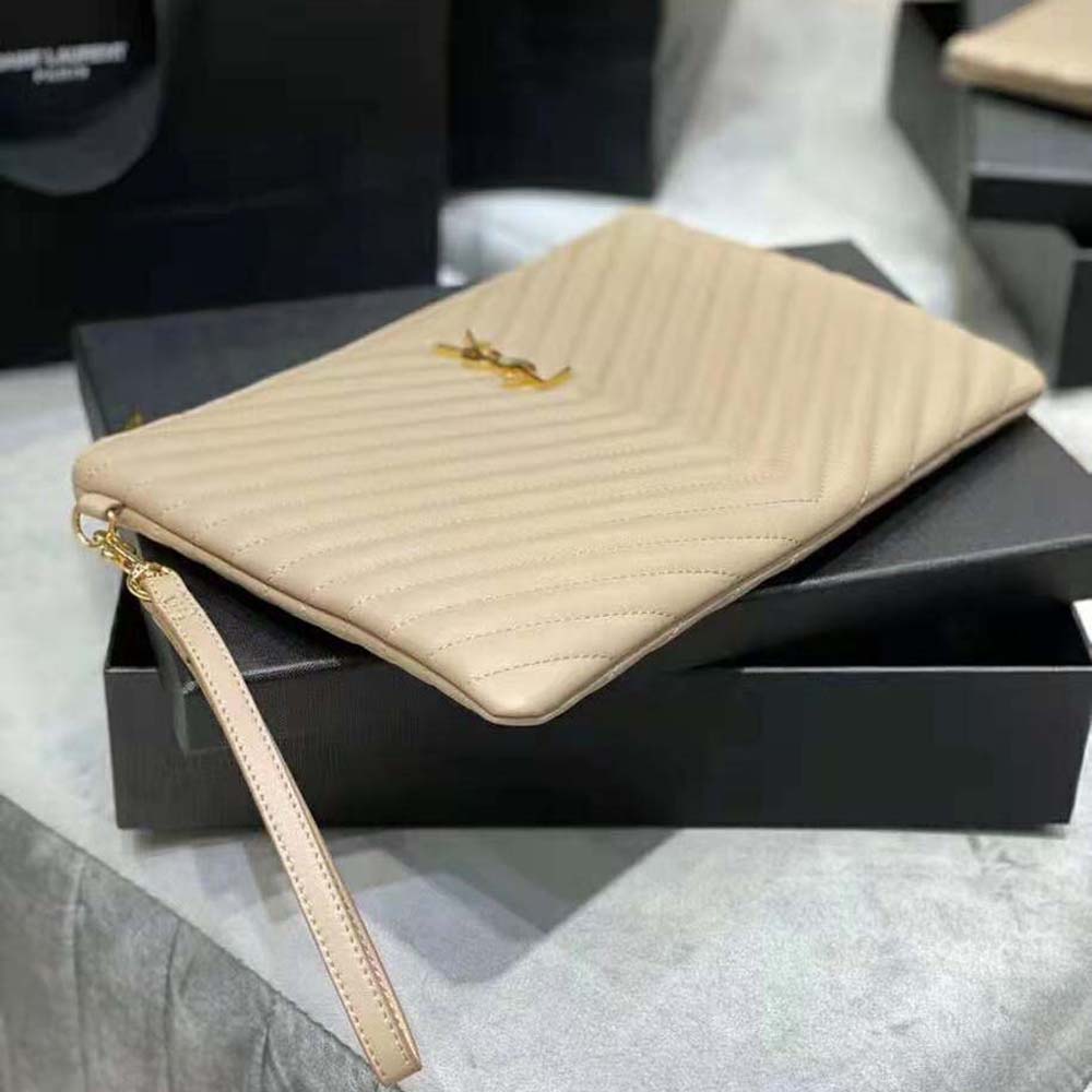 Saint Laurent YSL Women Monogram Tablet Pouch in Quilted Leather - image 5