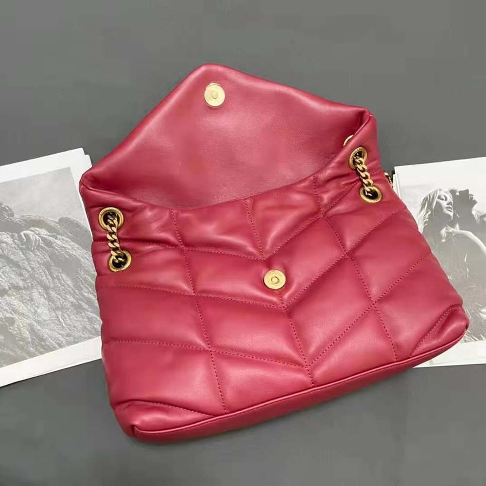 Saint Laurent YSL Women Puffer Small Bag in Quilted Lambskin- Red - image 12