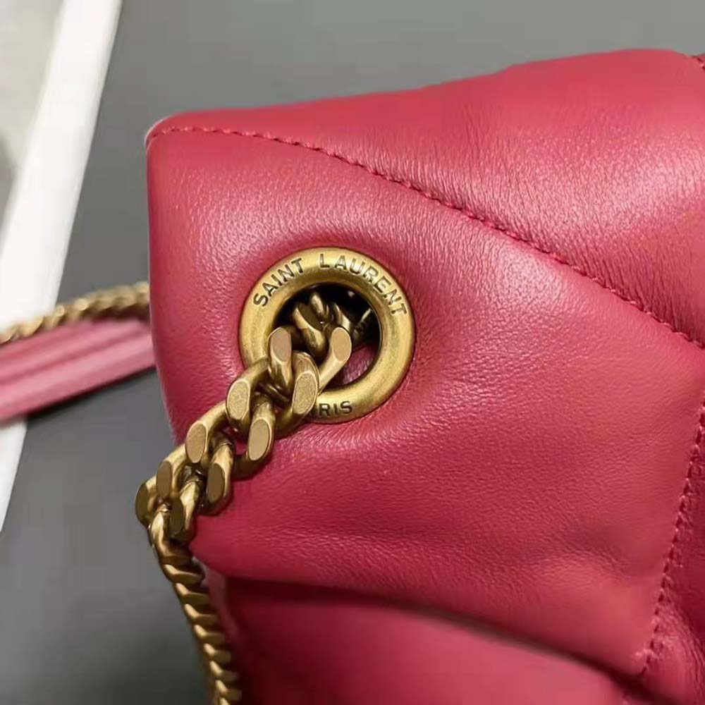 Saint Laurent YSL Women Puffer Small Bag in Quilted Lambskin- Red - image 7