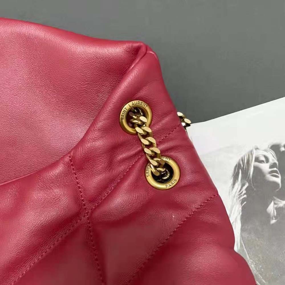 Saint Laurent YSL Women Puffer Small Bag in Quilted Lambskin- Red - image 8