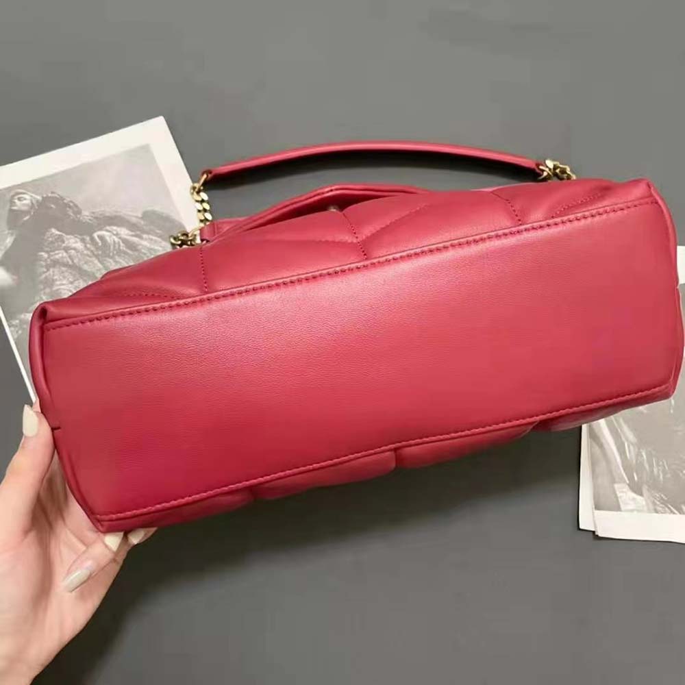 Saint Laurent YSL Women Puffer Small Bag in Quilted Lambskin- Red - image 13