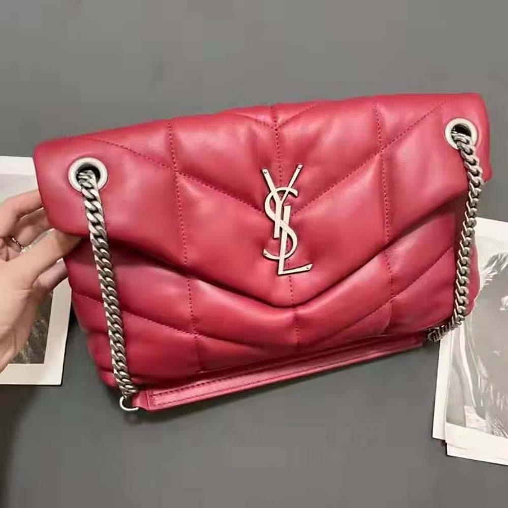 Saint Laurent YSL Women Puffer Small Bag in Quilted Lambskin- Red - image 11